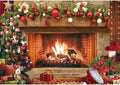 8x6ft Polyester Fabric Christmas Fireplace Backdrop Vintage Xmas Tree Sock Background Photography for Kids Portrait Party Decorations Photo Studio Booth Props Decor Supplies by Msocio