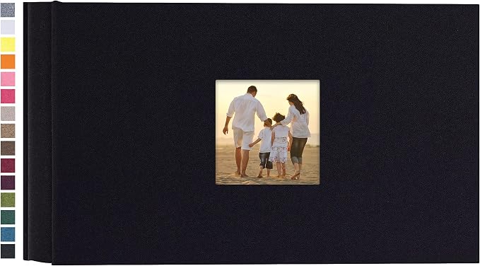 potricher Photo Album 4x6 Pictures, 100 Pockets, Linen Cover, Black | Linen Cover, Front Window, Large Capacity 4x6 Picture Albums, Photo Book for Family, Wedding, Anniversary, Baby, Keepsake by potricher