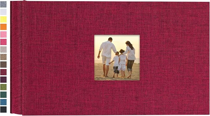 potricher Photo Album 4x6 Pictures, 100 Pockets, Linen Cover, Red | Linen Cover, Front Window, Large Capacity 4x6 Picture Albums, Photo Book for Family, Wedding, Anniversary, Baby, Keepsake by potricher