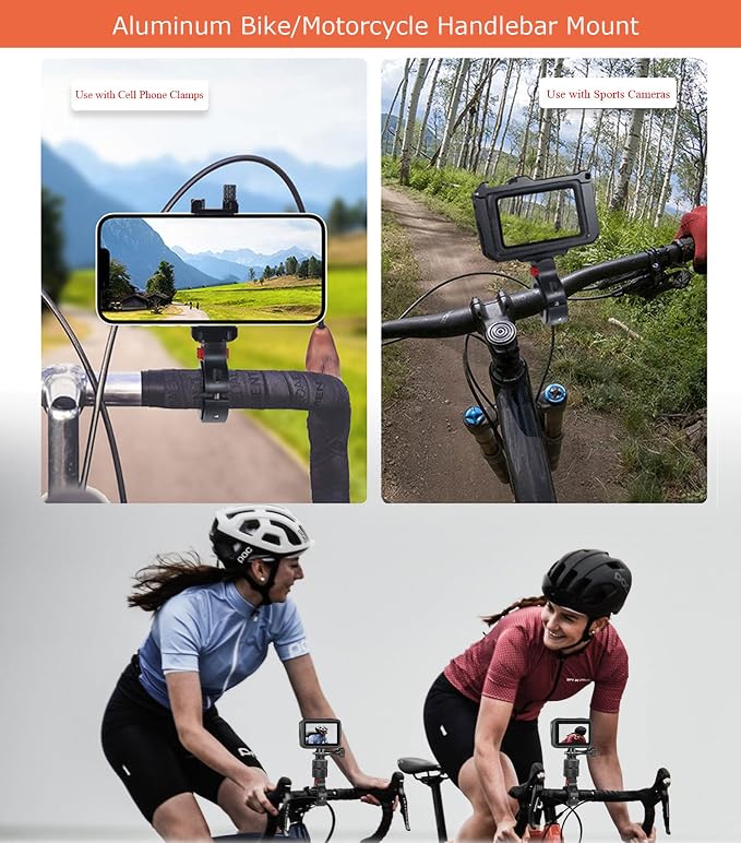 Niewalda Aluminum Bike/Motorcycle Handlebar Mount, 360° Rotary | Action Camera Mount for Vlogging, Compatible with GoPro, Insta360, DJI & Fill Light, Anti-Reverse Reinforced Design - Image 7