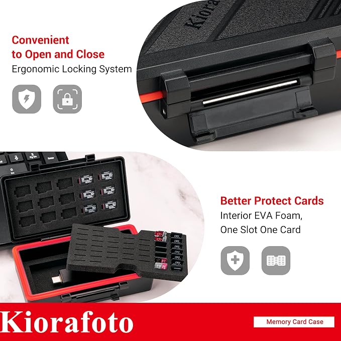 Kiorafoto 58 Slots TF Micro SD MSD Memory Card Case Holder Water-Resistant Anti-lost Anti-shock Storage Organizer with Labels & Notepaper, Switch Steam Deck Drone Trail Camera Memory Cards Accessories - Image 2