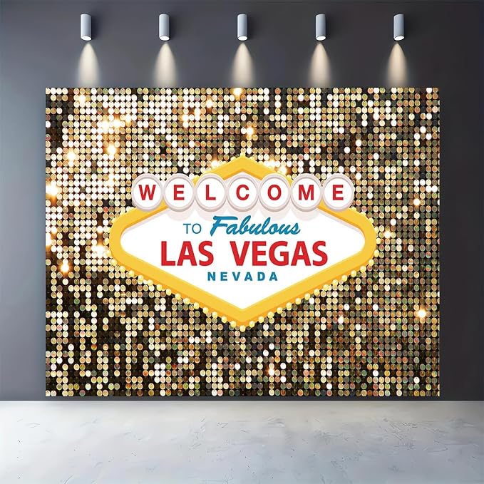 6x6FT Fabulous Casino Poker Movie Themed Photo Background Welcome to Las Vegas Party Photography Backdrops Vintage Costume Dress-up Baby Shower Banner Birthday Prom Ceremony Supplies Props Vinyl - Image 6