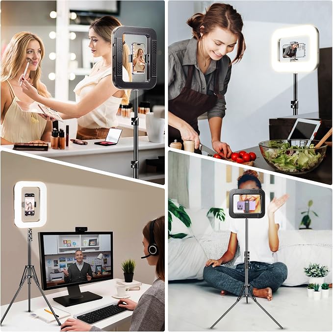3600mAh Rechargeable Ring Light with Tripod for iPhone, Video Recording | Dimmable Ring Light with Tripod, Perfect for Selfie, Makeup, Live Streaming, TikTok, and Content Creation - Image 7