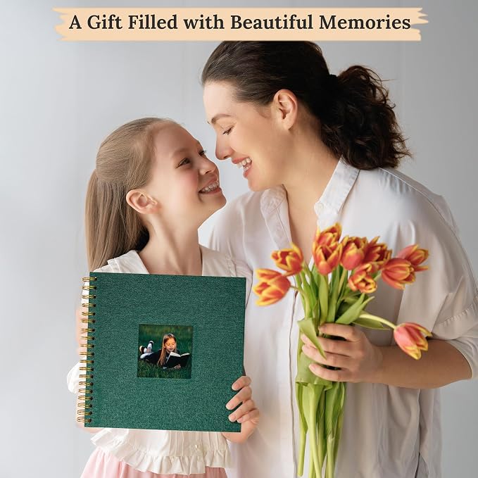 12"x12" Scrapbook Photo Album Linen Cover 40 Sheets 80 Pages White Paper | Green Hardcover Kraft White Pages Memory Book, for Travel Wedding Guest Book Christmas Baby Shower Fits 4x6 & Instant Photos - Image 8