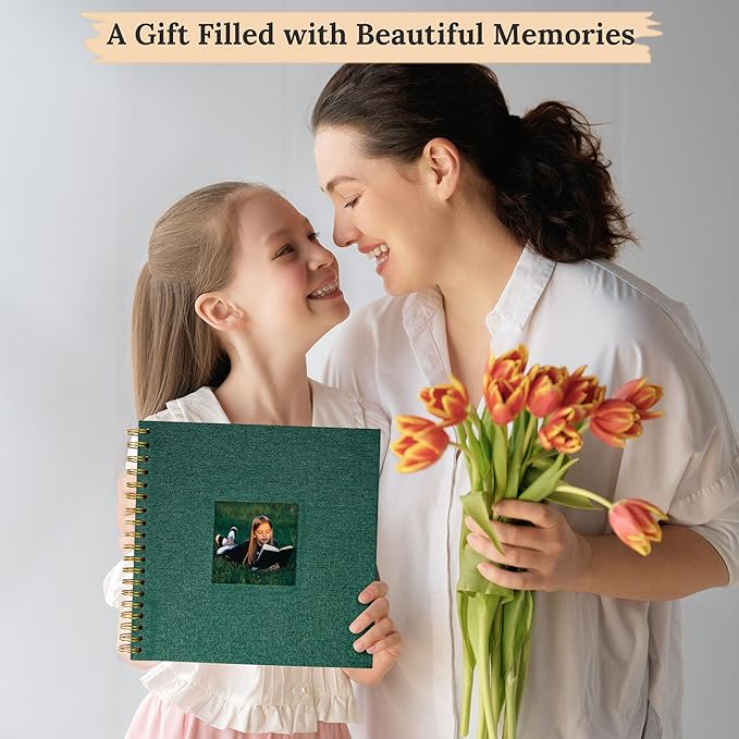 10"x10" Scrapbook Photo Album Linen Cover 40 Sheets 80 Pages White Paper | Green Hardcover Kraft White Pages Memory Book, for Travel Wedding Guest Book Christmas Baby Fits 4x6 & Instant Photos - Image 8