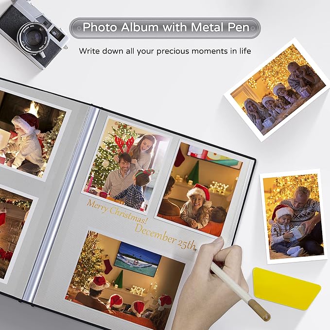 Popotop Large Photo Album Self Adhesive 4x6 5x7 8x10 Scrapbook Album DIY Picture Book,Gifts for Mom,Family Baby and Wedding,with Metal Pen and Plastic Board - Image 5