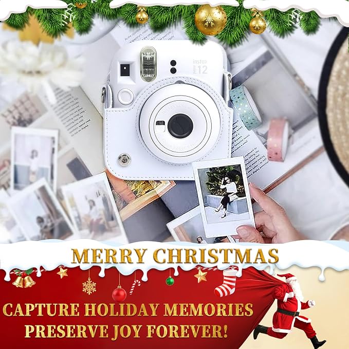 CAIYOULE Camera Case for Fujifilm Instax Mini 12 Instant Film Camera | Protective Camera Case, Camera Crossbody Bag for Fuji Mini 12 with Photo Album, Adjustable Shoulder Strap, Clay White - Image 2