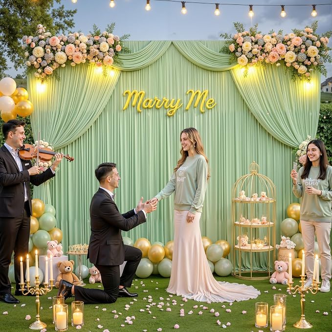 4 Panels Sage Green Backdrop Curtain for Parties Wrinkle Free Dark Green Photo Curtains Backdrop Drapes Fabric Decoration for Baby Shower Birthday Party Photography 20ft(W) x 10ft(H) - Image 4