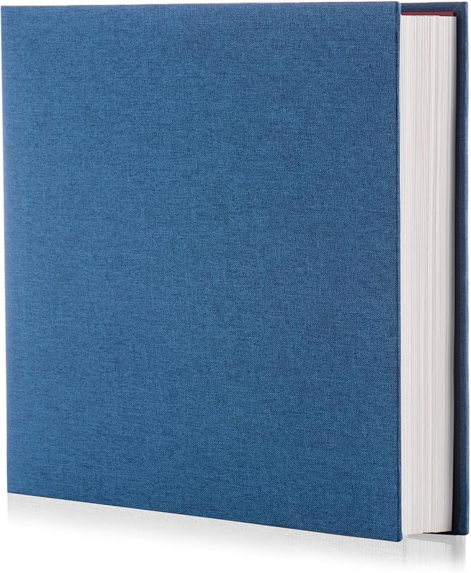 Photo Album Self Adhesive Scrapbook Album for 4×6 Pictures DIY Magnetic Linen Cover Album 30 Blank Pages for Family Wedding, Birthday, Christmas, Anniversary (Blue) by HenPisen