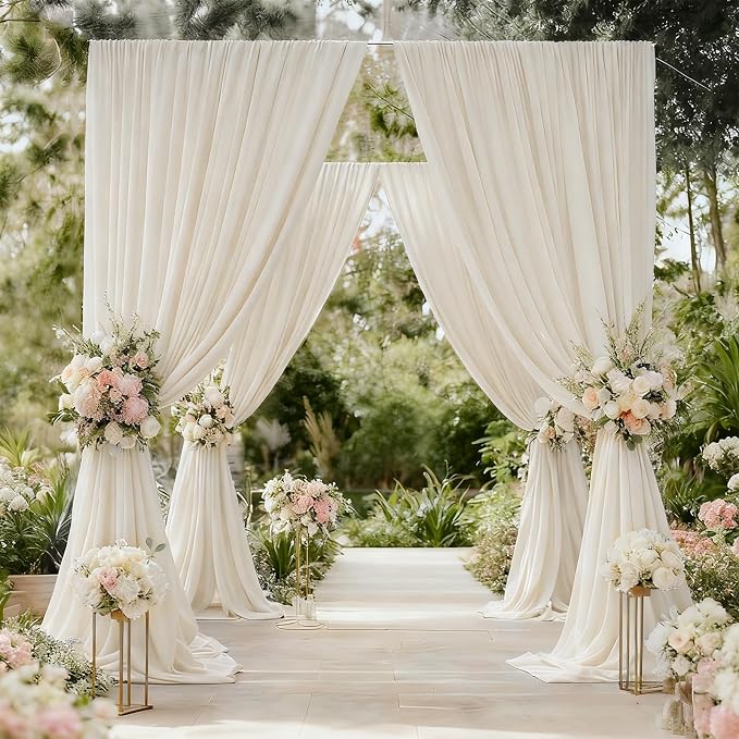 10x10FT Beige Backdrop Curtains for Parties, 5x10FT 2 Panels | Wrinkle Resistant Fabric Drapes for Photography Birthday Wedding Background Decorations Easy Hang Multipurpose Use - Image 4