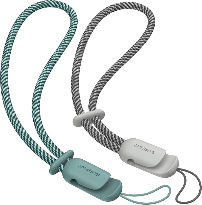 SURPHY 2 Pack Phone Lanyard, Phone Wrist Strap for Case, Camera Wrist Strap | Ultra-Light 2-Color Braided Phone Strap, Cellphone Charm Strap, Anti-Lost Wrist Lanyard for Women and Men, Green Gray by SURPHY