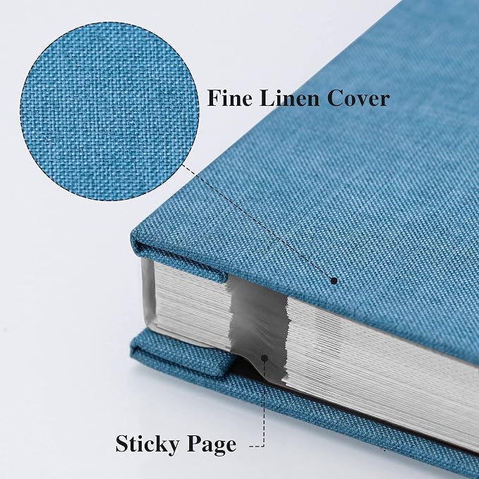 Vienrose Photo Album with Window Self Adhesive 13x12.6 120 Pages Skyblue | Linen Cover, Scrapbook, Holds 600 Photos, Fits 4X6 8X10 Pictures, Metallic Pen - Image 2