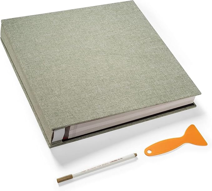 Super Large Photo Album Self Adhesive Scrapbook Album for 4×6 5×7 8×10 10×12 or Bigger Pictures DIY Magnetic Linen Cover Album 80Sheets/160Pages DIY Photo Album(Grass Green) by HoneyTolly