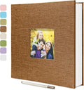 Large Photo Album Self Adhesive, DIY Scrapbook Album for 4x6 8x10 10x12 Pictures, 60 Pages Brown Linen Cover Memory Book, Ideal Gift for Family Wedding Baby Christmas Anniversary by HoneyTolly