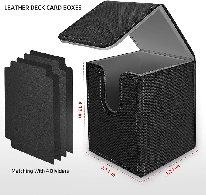 Mlikero 4 Pack Card Deck Box, Commander Deck Box Holds 400+ Single Sleeved Cards with 4 Dividers, Leather Magnetic Card Box Fit for MTG, TCG - Image 4