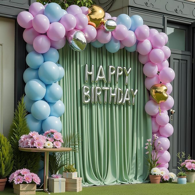 Sage Green Backdrop Curtain Drapes for Parties, 3Pack 10x8FT | Wrinkle Free Polyester Curtain Backdrop Draping Fabric for Backdrop Photoshoot Birthday Party Background,6 Panel 5x8FT - Image 6