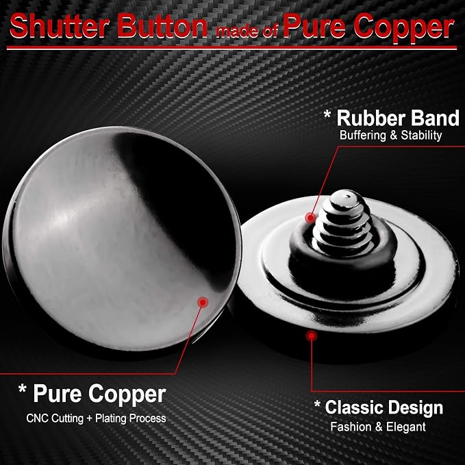 Black Soft Shutter Release Button - Pure Copper for Fuji X100VI X100V XT5 | 2-Pack Camera Shutter Button, Anti Shake, Multi-Color, for Nikon Zf Leica Canon Fujifilm, Street Travel Daily - Image 4
