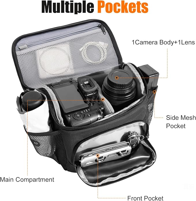 Cwatcun Compact Camera Sling Bag, Crossbody Case for DSLR/Mirrorless | fits 1 Camera Body+1 lens. Travel Photography Camera Shoulder Messenger Bag for Canon, Nikon, Sony, Fuji ,travel ready. - Image 3