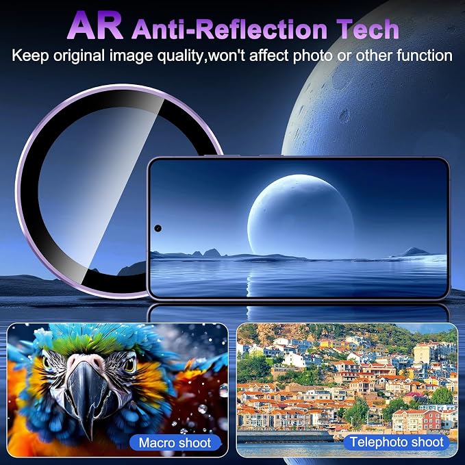 Meshine for Samsung Galaxy S26 Ultra Camera Lens Protector,Scratch Proof,Strong Adsorption,9H Hardness with Metal Ring Camera Cover,Ultra Thin Case Friendly, Accessories Lens Protector,Light Purple - Image 4