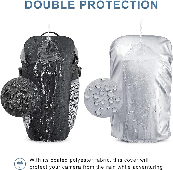 S-ZONE Camera Bag DSLR/SLR Waterproof Camera Case for Photographers Holster Compatible with Nikon Canon Sony | Strong Buckle,Rain Cover,Compatible with Nikon Canon Sony - Image 4