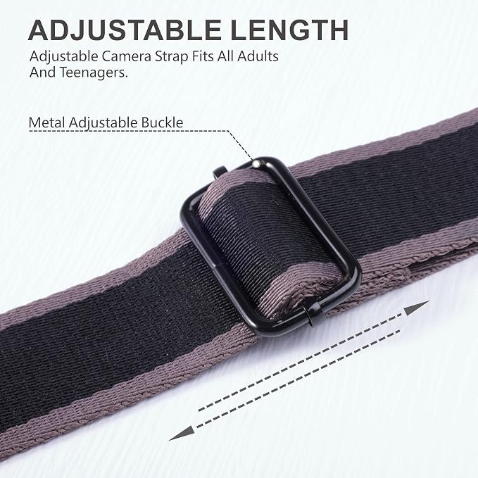 Padwa Lifestyle Adjustable Camera Strap - 1.5" Full Grain Leather Ends Camera Straps for Photographers, Adjustable Neck Shoulder & Crossbody Cotton Strap Quick Release for Cameras and Binoculars - Image 3