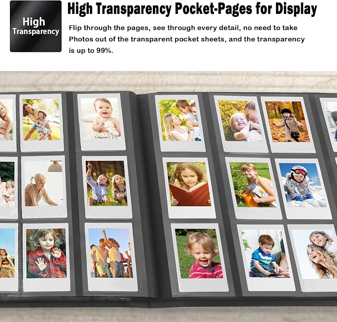 672 Pockets Photo Album For Instax Mini & Polaroid 2x3 Photos, Black | Large Capacity, Sturdy Pages, Elastic Band Closure, Keep Instant Photos Organized For Travel, Family Memories, Daily Storage. - Image 9