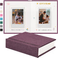 Instax Mini Photo Album with Writing Space, Linen Cover, Purple | Compatible with 2x3 inch & Polaroid Pictures, 28 Recessed Clear Pockets, Wedding Guest Book and Family Memories by Unknown