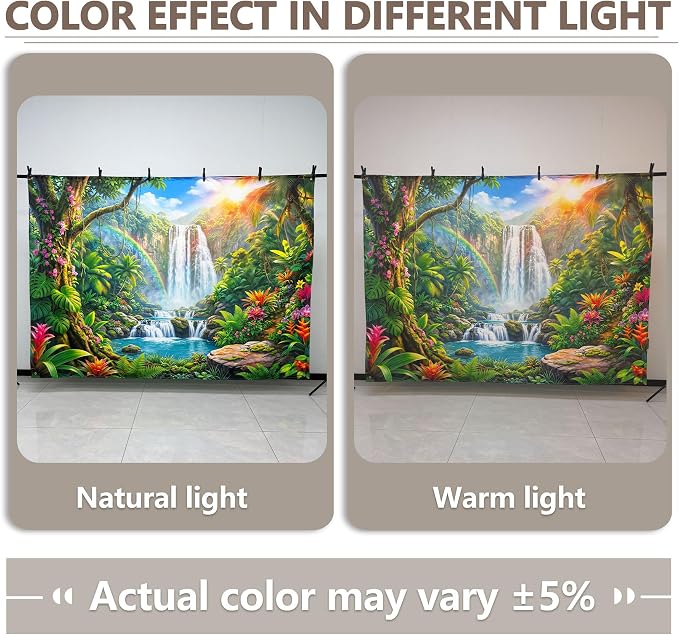 Fabric 7x5ft Rainforest Backdrop Tropical Jungle Waterfall Banner | Summer Event Natural Scenery Photography Background, Kids Adult School Party Decorations, Photo Props, Polyester, Grommets - Image 4