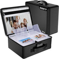 ENGPOW Fireproof 5200°F Photo Storage Box with 16 Inner 4" x 6" Photo Case(Clear), Photo Organizer with Lock, Portable Acid-Free Photo Keeper Safe Storage with Handles for Home, Office, Travel by ENGPOW