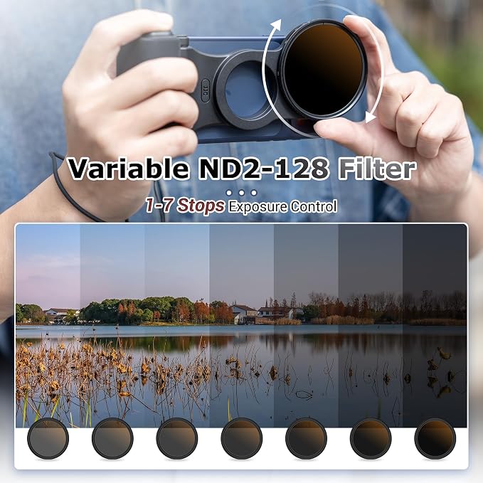 JJC 67mm iPhone Variable ND2-128 Filter with Magnetic Camera Grip Kit | Compatible with iPhone Air 17 16 15 14 Pro Series, Remote Control, 1/4" Tripod Screw, For Vlogging Mobile Filmmaking - Image 3