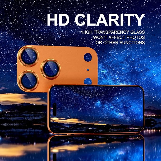 Choiche for iPhone 17 Pro Camera Lens Protector, Orange | Metal Camera Cover with 9H Tempered Glass Lens Screen Protector Accessories, Strong Adsorption, Case-Friendly, 6.3-inch - Image 6