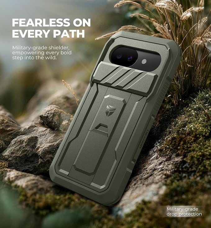 Dexnor for Google Pixel 10a Case with Slide Camera Cover & 2 Front Frames & Built-in Screen Protector & Kickstand, Full-body Shockproof Protective Cover Heavy-duty Rugged Bumper Cases,Army Green(2026) - Image 6