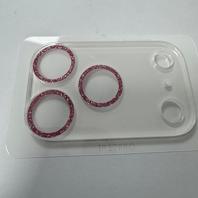 Dengduoduo 3 Pack Camera Lens Protector for iPhone 17 Pro, Tempered Glass, Ultra HD, 9H Hardness, Anti-Scratch, Case Friendly,[No Affect on Night Shots], Glitter Pink - Image 3