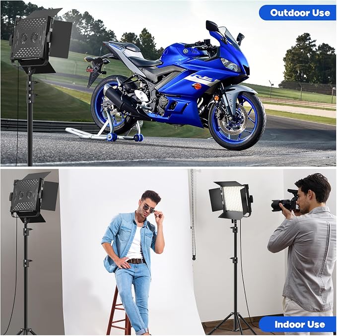 Photography Video Continuous Output Lighting Kit, 2Pack Upgraded Bi-Color LED Video Studio Lights Aluminum Alloy 2500k~8500k with Remote for Camera Photo Recording Filming Stage Shooting - Image 7