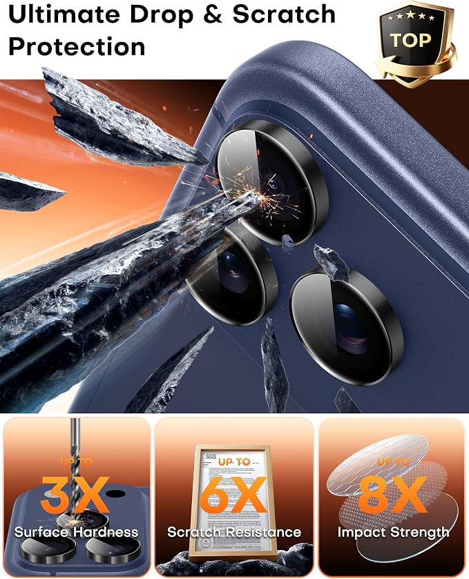 TOCOL Camera Lens Protector for iPhone 17 Pro Max/iPhone 17 Pro Tempered Glass HD Individual Scratch Resistant Camera Cover Accessories Case Friendly 2 Pack（Black） - Image 4