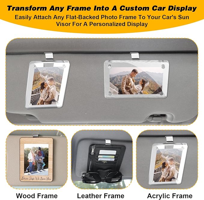 4 Pack Car Sun Visor Photo Clips, Stainless Steel Sun Visor Clips for Car with Adhesive Clip Mounting Kit for Custom Displays (Photo Frames Not Included), Strong Hold Accessory for Cars, Home & Office - Image 5
