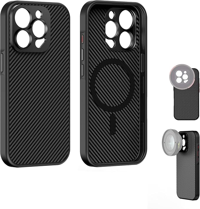 FREEWELL Pro Filmmaker Case for iPhone 15 Pro Max - Magnetic Filter & 17mm Lens Mount Black | Magnetic filter and 17mm black lens holder by Freewell