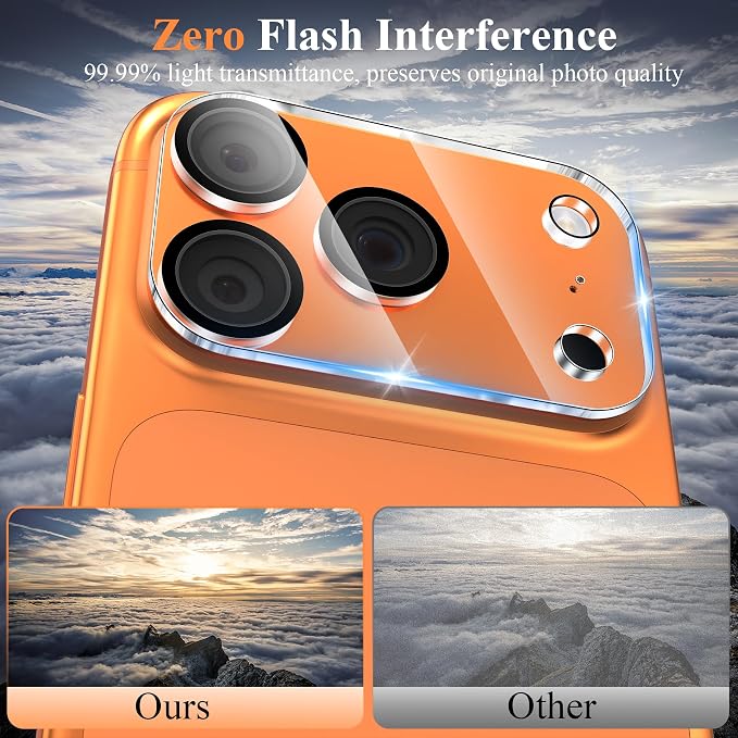 4 Pack Camera Lens Screen Protector Compatible with iPhone 17 Pro Max | 9H Tempered Glass Camera Lens Cover Decoration, Case Friendly, High Definition, Scratch-Resistant, Clear+Black Circle - Image 7