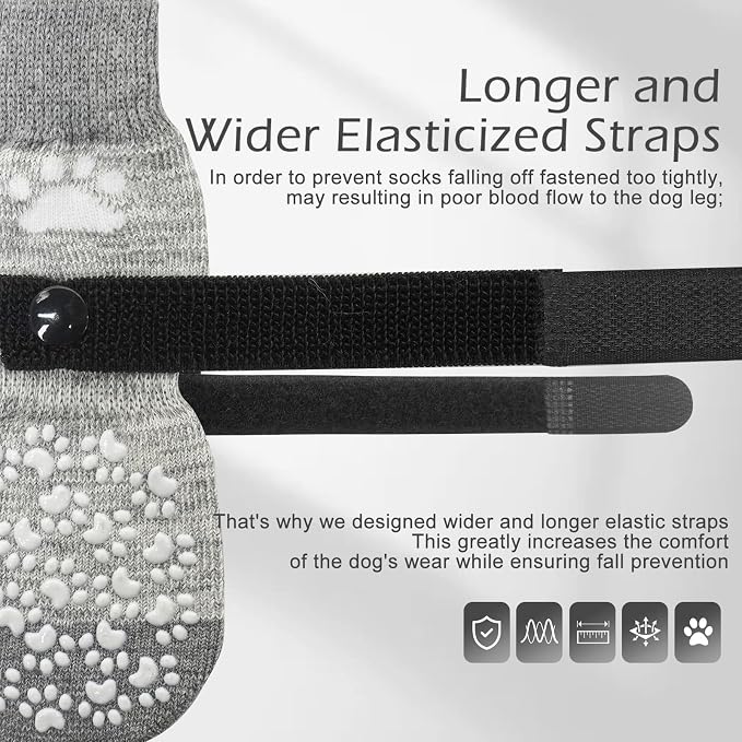 EXPAWLORER Anti Slip Dog Socks to Prevent Licking Paws, Dog Shoes for Hot Pavement, Dog Booties for Small Medium Large Senior Dogs, Traction Control Boots & Paw Protectors for Hardwood Floors - Image 3