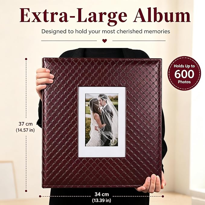 RECUTMS Photo Albums 4x6 Pictures, 600 Pockets Large Capacity Picture Album | Acid-Free Black Pages, Leather Cover, Dual Horizontal/Vertical Pockets, Custom Photo Cover, Perfect for Wedding, Family&Trave - Image 8