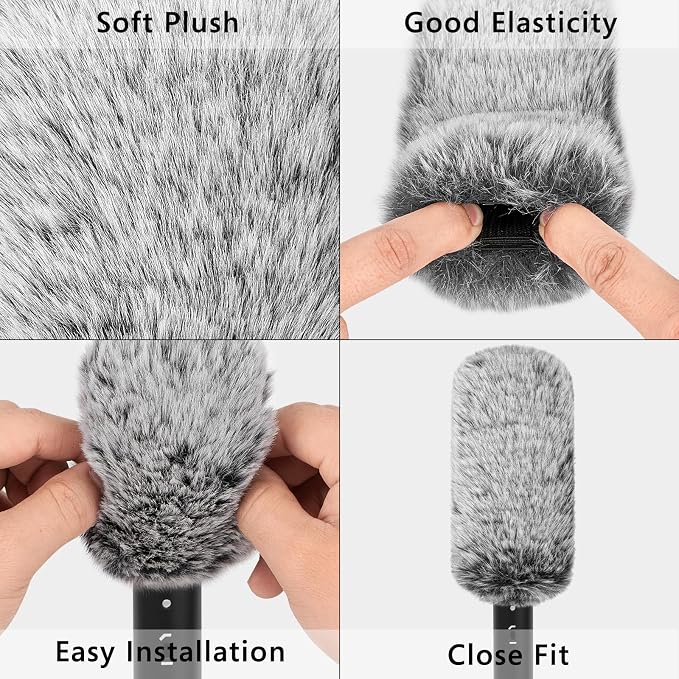 Geekria for Creators Furry Windscreen for 0.8'' (20mm) Diameter Shotgun Microphone, Mic DeadCat Wind Cover Muff, Fluff Cover Windshield Compatible with BOYA, Rode (14cm / 2 Pack) - Image 3