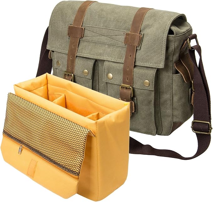 Men's Lightweight Vintage Waterproof Canvas DSLR SLR Shockproof Camera Shoulder Messenger Bag Sling Bag - Image 2