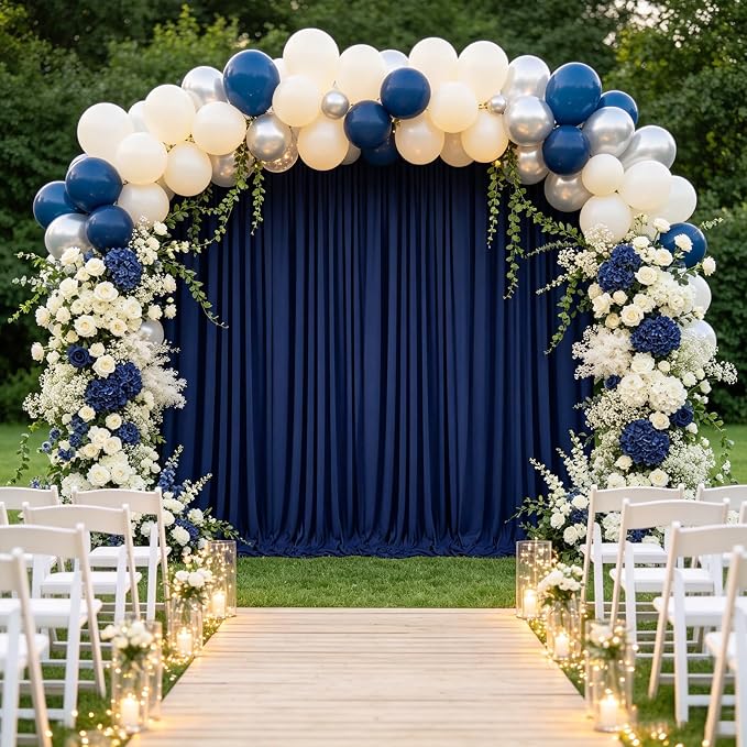 10ft x 10ft Blue Backdrop Curtains for Parties, Polyester Fabric Backdrop Drapes with Rod Pockets for Weddings, Birthday, Photography, Mother's Day, Graduation Party Background Curtain, 2 Panels - Image 6