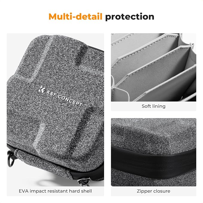 K&F CONCEPT 10 in 1 Lens Filter Case, Filter Bag Up to 82mm | Hard Shell Camera Filter Pouch, Hand Strap, Waterproof, For ND UV CPL Camera Filter, BF01 - Image 3