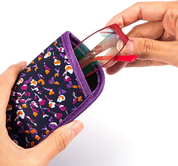 TRIUMPH VISION 3 Pack Reading Glasses Pouch Soft Case Eyeglass Sleeve Slim | Alternative to Bulky Case in bag, Lightweight Lined Padded Protect Optical lens Slip in, Cute Pattern Portable for Daily Use - Image 4