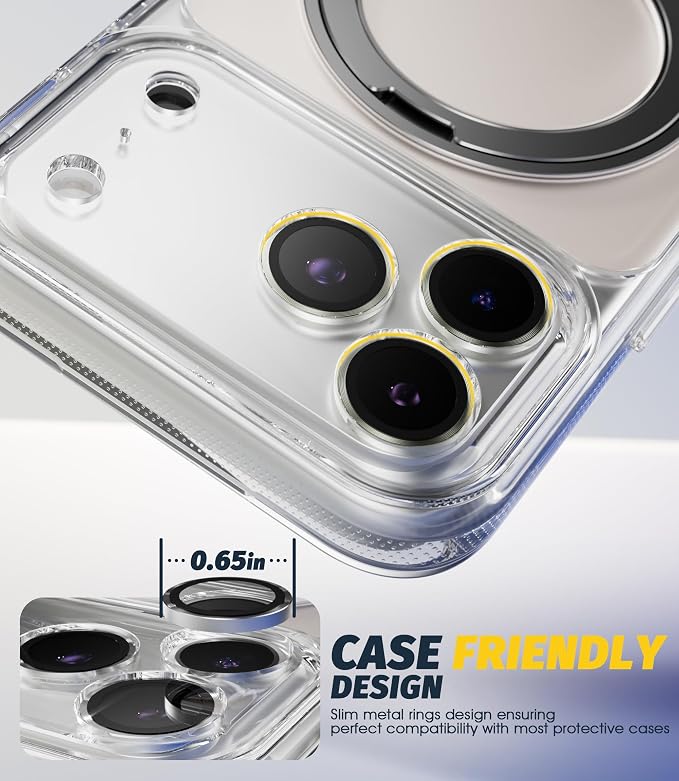 (3 Sets) Orzero Camera Lens Protector Compatible for iPhone 17 Pro&17 Pro Max&16 Pro&16 Pro Max&15 Pro&15 Pro Max&14 Pro&14 Pro Max, [EZ Install] [Case-Friendly] 9H Tempered Glass CD Pattern Lens Cover, Military-Grade Shockproof, HD Clarity Anti-Glare ... - Image 6