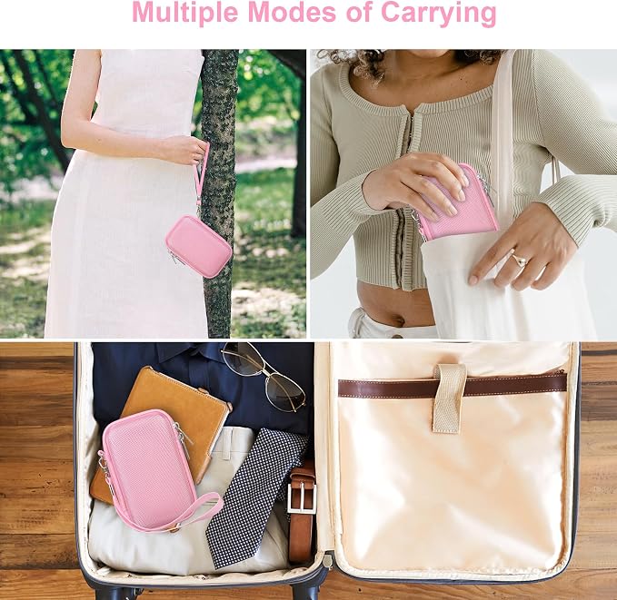 Canboc Carrying Case for KODAK EC35/ KODAK EKTAR H35 Film Camera, Pink | For H35N/ KODAK Snapic A1 Camera, H35/ EC35 Film Camera Bag, Zipper Mesh Pocket fits Batteries, Cable, Case Only - Image 3