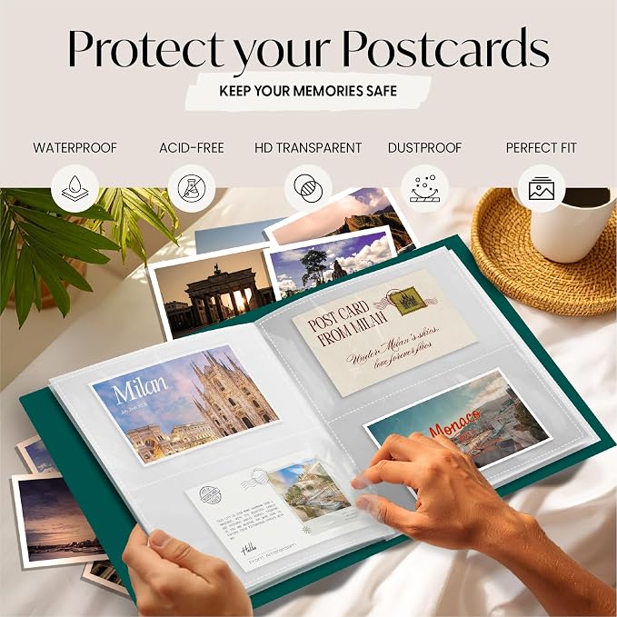 Postcard Album Holder, Post Card Album Book Storage Binder with Sleeves 4x6 | Holds 200 postcards across 50 archival pages, no fading or dust. A photo album organizer and ready gifts idea for collectors - Image 5