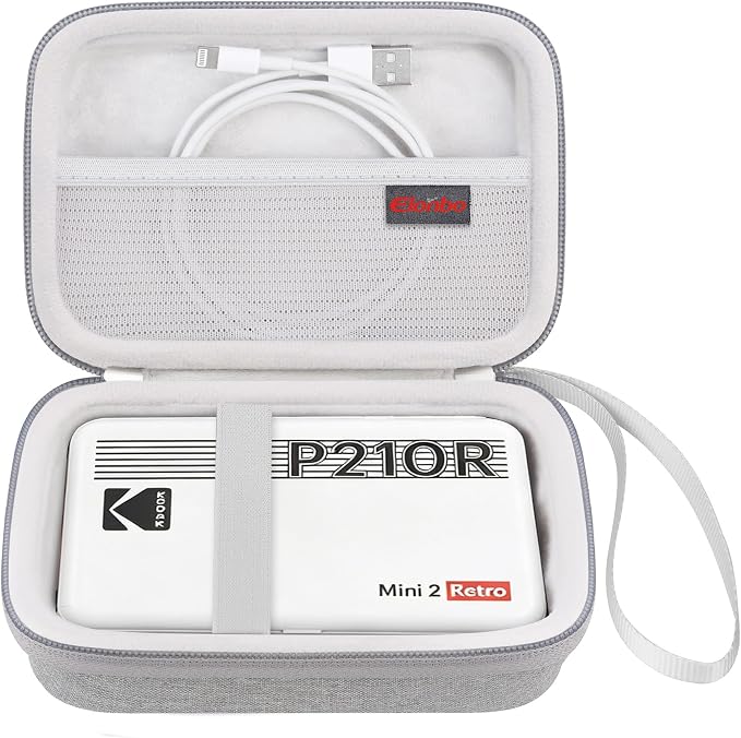 Elonbo Carrying Case for KODAK Mini 2 Retro 2x3 Portable Photo Printer | Bluetooth Smartphone Instant Color Printer Hard Travel Protective Bag, Mesh Pocket fits Cartridge Photo Paper Sheets, Grey by Elonbo
