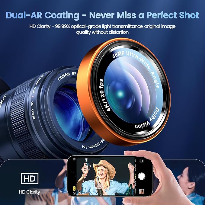 CACOE Camera Lens Protector for iPhone 14/15/16/17 Pro/Pro Max Cover | Anti-Scratch, Drop-Proof, Strong Adhesion, Camera Screen Cover, for iPhone 14-17 Pro/Pro Max, Orange - Image 2